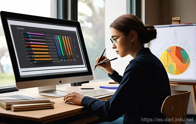 자기주도 학습으로 디지털아트 배우기 - **Prompt 2: The Essential Digital Artist's Workspace**
"A detailed, eye-level shot of a well-org... 자기주도 학습으로 디지털아트 배우기 - **Prompt 2: The Essential Digital Artist's Workspace**
"A detailed, eye-level shot of a well-org...