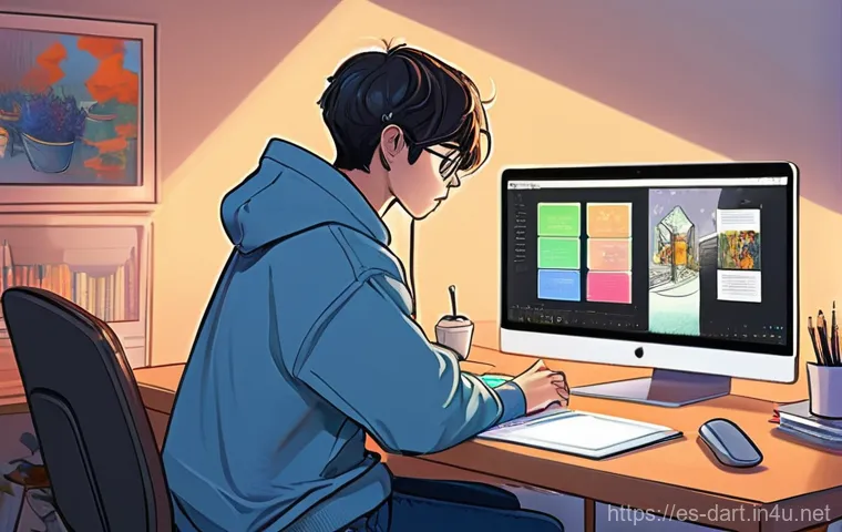 웹툰 제작 툴 비교 - **Prompt:** A young, determined webtoon artist, wearing comfortable casual clothes like a hoodie and...