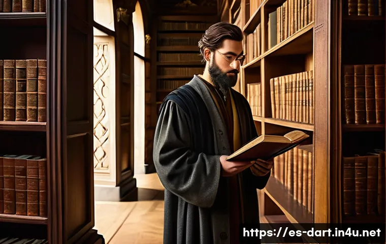 어도비 포토샵 디지털아트 기법 - **"The Enigmatic Scholar"**
A highly detailed digital painting depicting a fully clothed scholar...