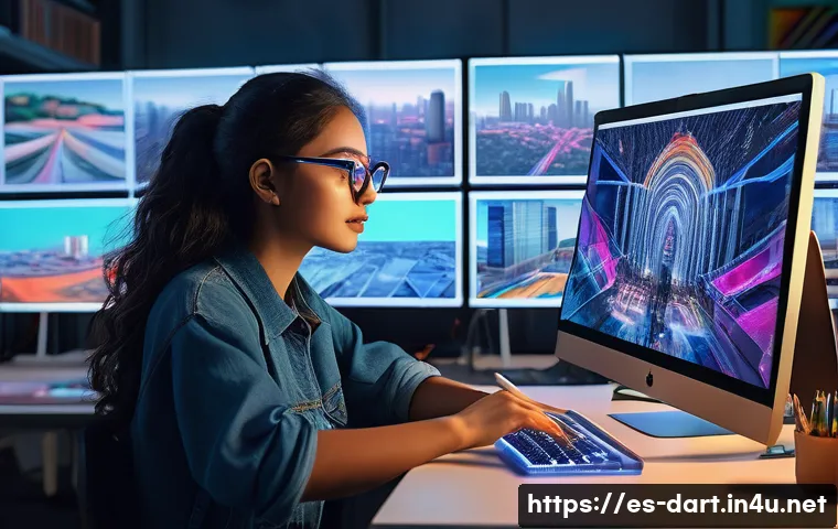 GAN을 활용한 디지털아트 - A futuristic digital art studio scene set in a vibrant urban environment in Mexico City, showcasing ...