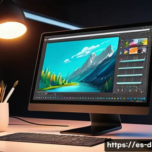 애니메이션과 디지털아트의 관계 - A digital artist's workspace featuring a high-end graphic tablet and stylus, vibrant layered 2D anim...