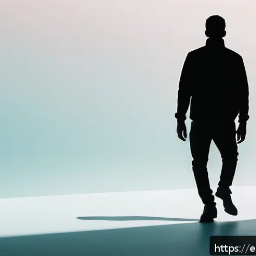 Home 17 디지털아트 실루엣 디자인 중요성 - A minimalist digital art piece showcasing a single, bold human silhouette in motion against a soft g...